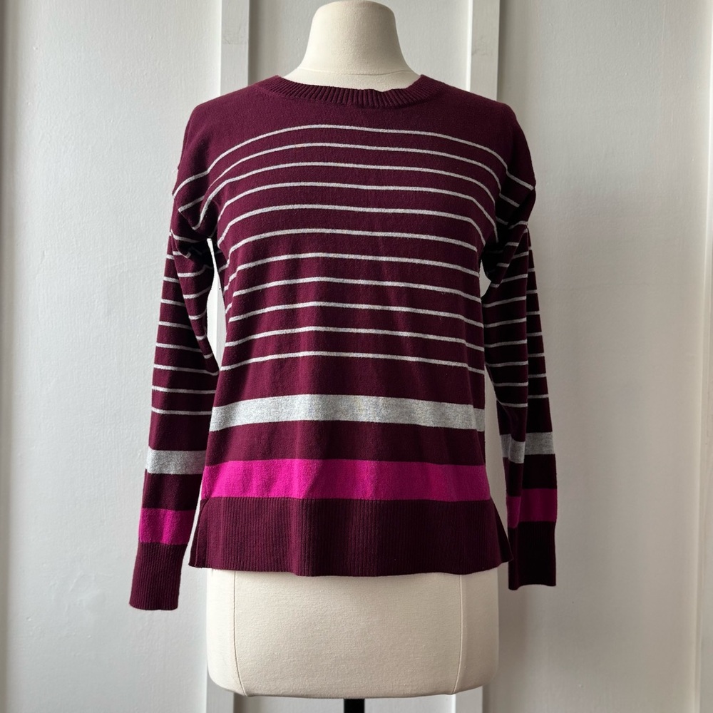 Gap Burgundy Stripe Cotton Sweater — Size‎ M